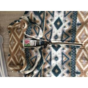 Vintage Fuzzy Fleece Jacket with Geometric Pattern